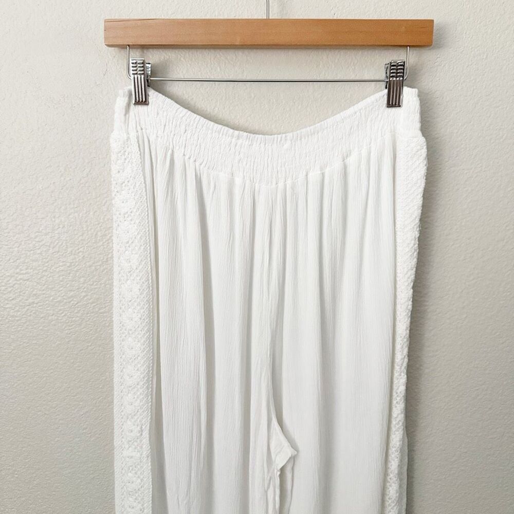 SALTY LEMON | SET White Smocked Tank Wide Leg Gauze Lace Pants White Tassel | XL - Picture 10 of 13